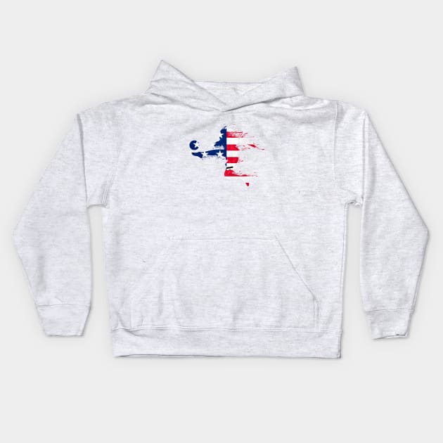 One Nation One Team USA Flag Soccer Ball Patriotic World Cup 2022 Kids Hoodie by Printofi.com